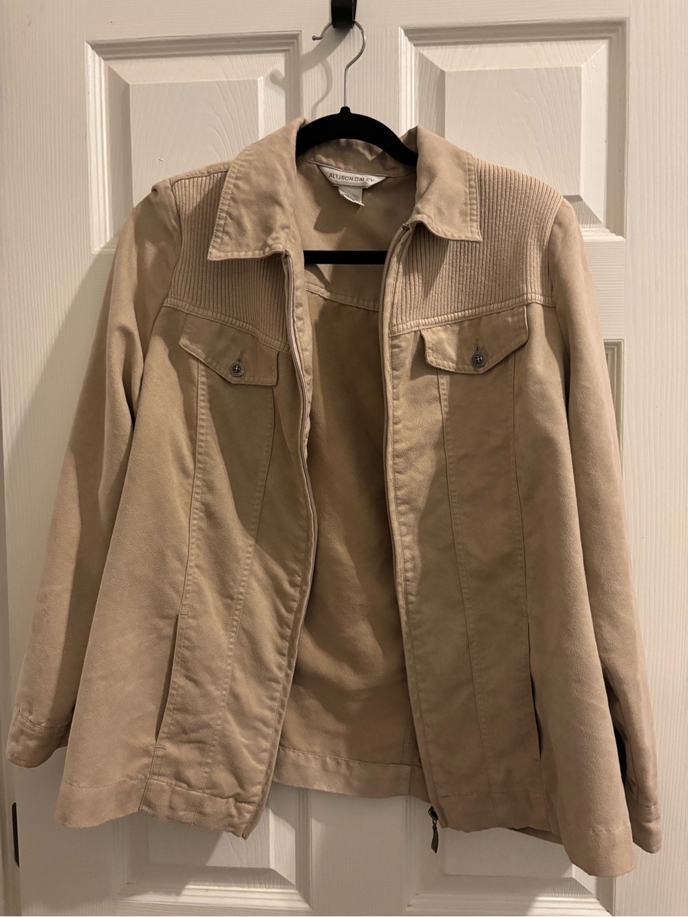 Allison Daley Tan Utility Jacket with Ribbed Shoulder Detail